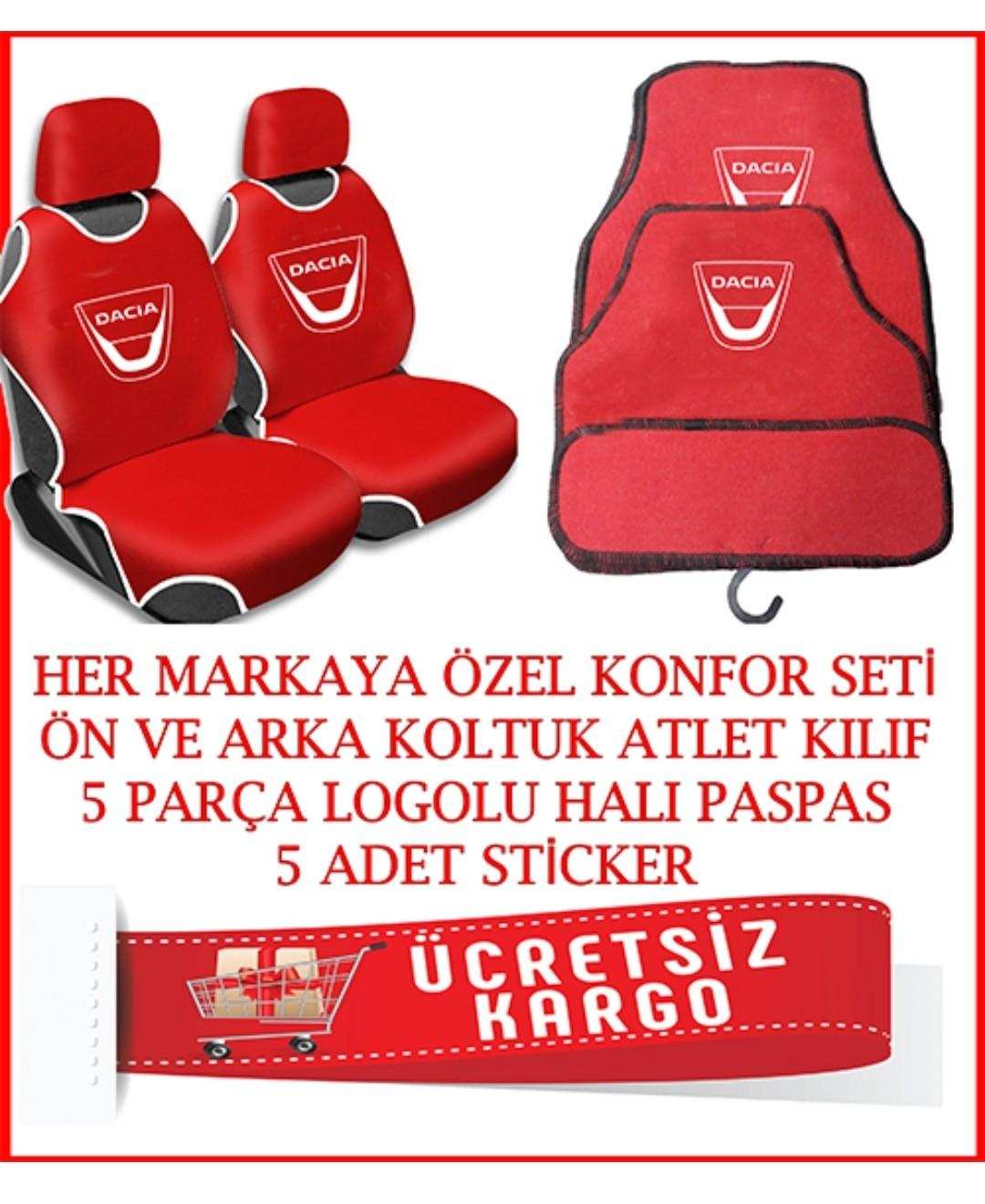 Dacia Oto Koltuk Atlet Kılıfı Ön Arka Set Logolu paspas Hediyel