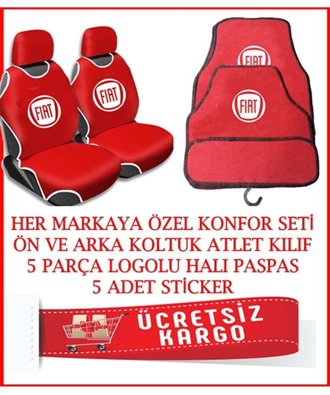 Fiat Oto Koltuk Atlet Kılıfı Ön Arka Set Logolu paspas Hediyeli